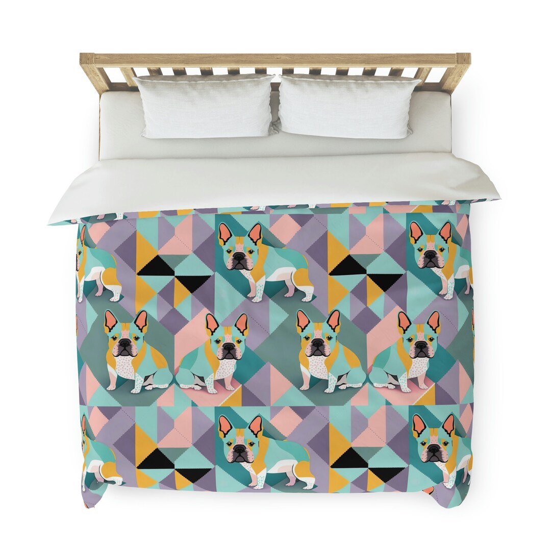 Frenchie Bulldogs Duvet Cover in 3 Sizes, King Duvet Cover, Twin Duvet
