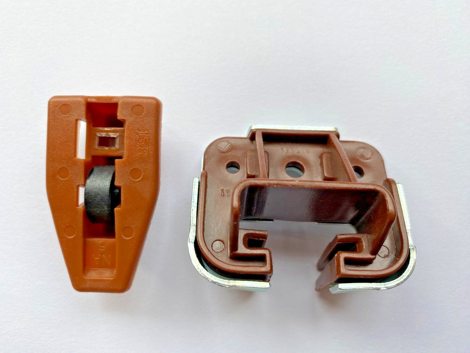 thumbnail image 2 of 10x Kenlin Rite Trak II Drawer Guide Glide Stop Roller With Metal & Screws – US Made, Brown Plastic, Cabinet Repair 2 of 5