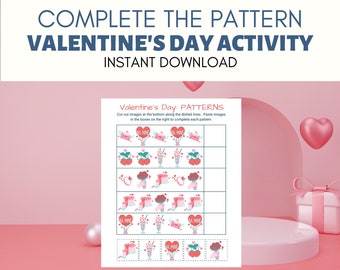 Valentine's Day Printable , Pattern printable , Printables for Kids , preschool printable , kindergarten printable