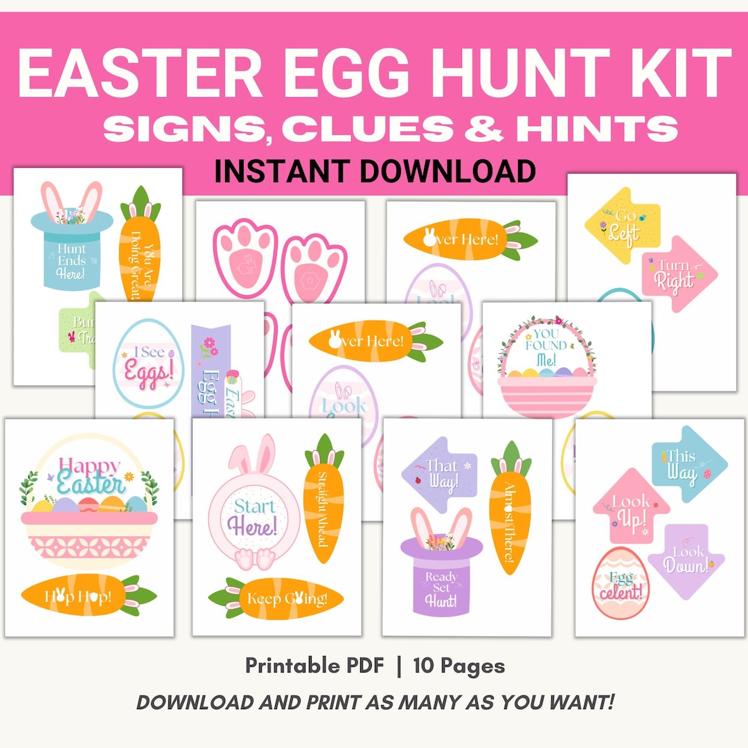 Easter Egg Hunt Kit: Printable Clues & Signs (PDF Download) - Etsy