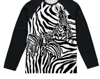 Camiseta de manga larga de béisbol con sublimación de dos cebras