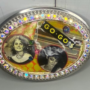 Vintage Go Go’s belt buckle/handmade belt buckle/80&#39;s retro style/unisex belt buckle/unique belt buckle