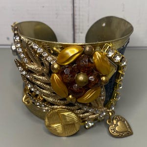 Hand Embellished Cuff Bracelet | Boho Statement Jewelry | Adjustable Handmade Wrist Cuff | Unique Gift for Her | Festival Style Bangle