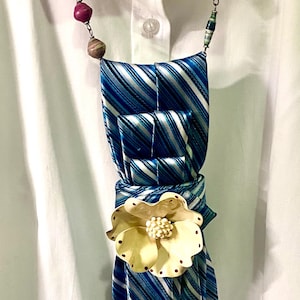 Necktie for women| Necktie necklace| Statement Necklace| unique tie| Refashioned Clothing| Handmade necklace| Vintage necklace