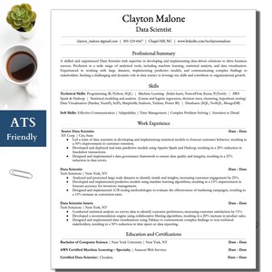 Clean & Professional ATS Resume Template | Cover Letter and References | Resume Writing Guide | Word and Google Docs | Sleek and Modern