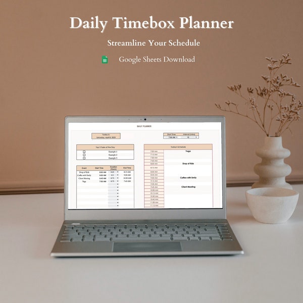 Timebox Planner | Daily Planner | Google Sheets Spreadsheet | Daily Schedule | Time Management | Time blocking | To Do List | Daily Schedule