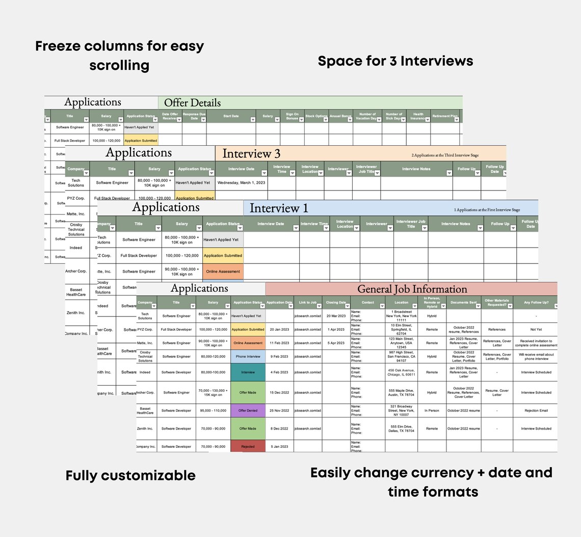 Excel Job Application Tracker Bundle With Decision Matrix & Salary ...