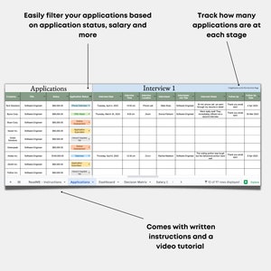 Job Interview Matrix Machine Operator Job Application Tracker Bundle With Decision Matrix and Salary ...