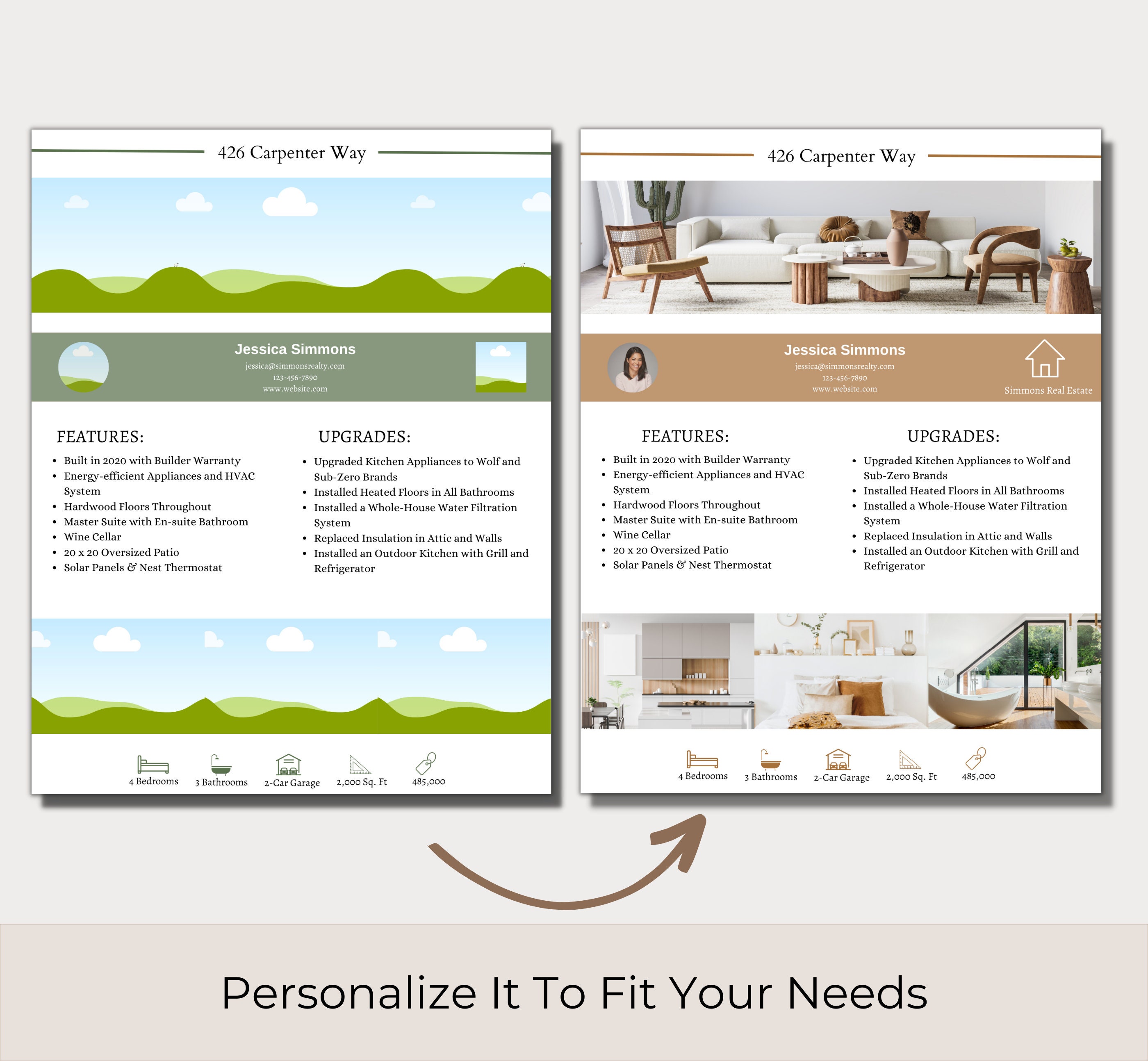 Modern Home Feature Sheet Template | Canva Editable Template | Real ...