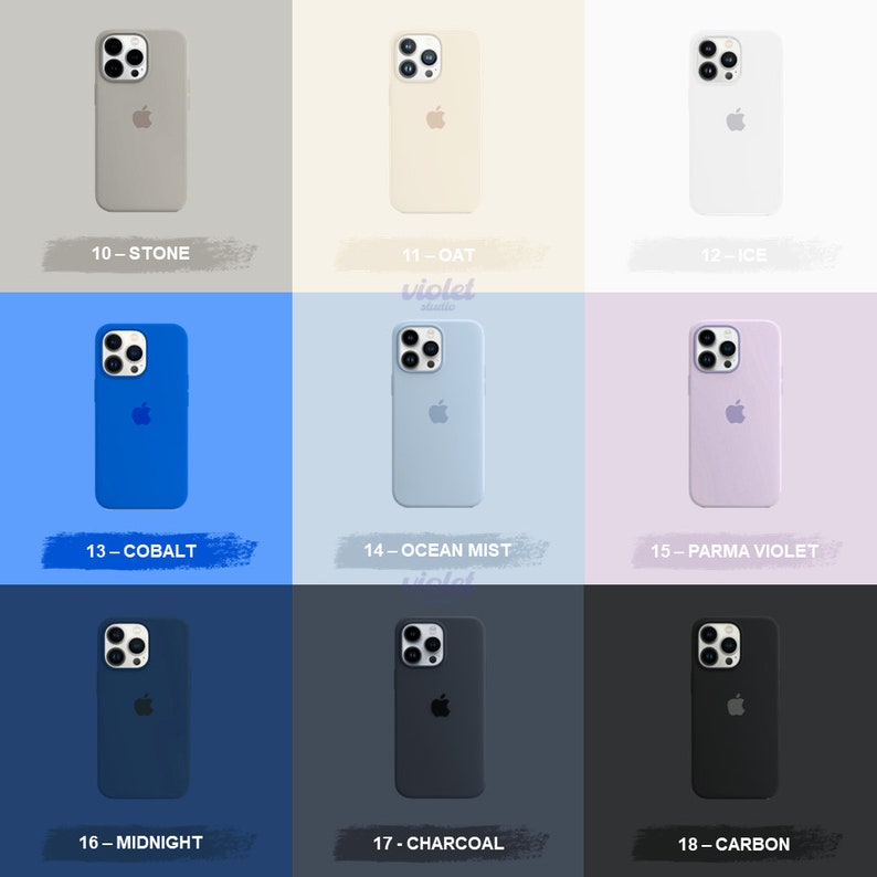 Einfarbige Silikon-Handyhülle für iPhone 14, 13, 12, 11 Pro Max, Gummi, schlichtes Pastell, blass, hell, kräftig, weich, Mint, Salbei, Kohle, dunkles Licht Bild 10