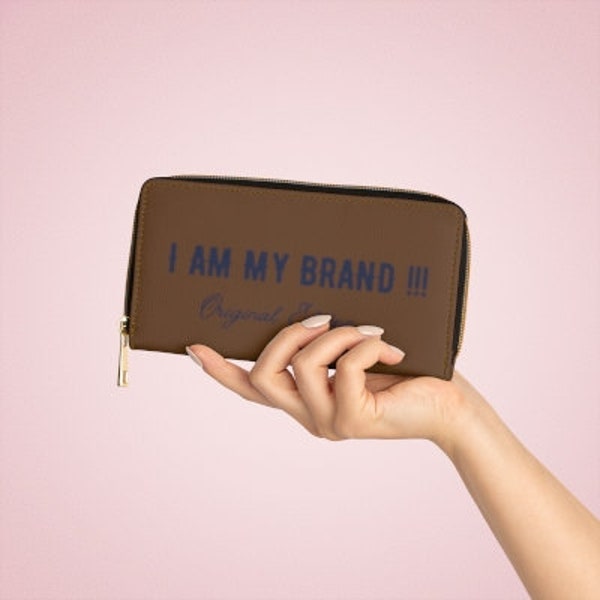 I Am My Brand Women Leather Zipper Wristlet Wallet | Makeup Zipper Wallet For Women | Zipper Around Wallet