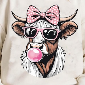 Coquette highland cow png, sublimation design, Funny Cows Png, western cow png, digital download