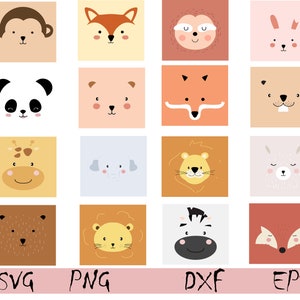 cute animals svg ,cute animal face svg , baby animals , cute animal clipart