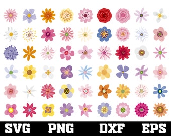 flower bundle svg ,  Flowers Clipart , Botanical svg , flowers svg , Cute Flowers PNG