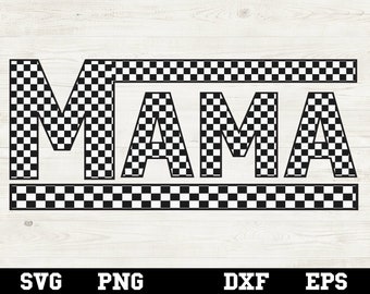 Damier Mama SVG PNG : conception de t-shirt de maman de course (téléchargement numérique)