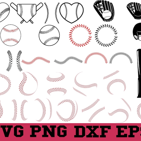 baseball bundle svg , baseball stitches svg , baseball cut files , baseball png , digital download