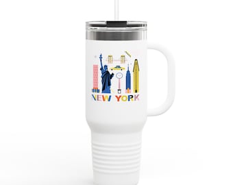 NYC Skyline Stainless Steel Tumbler: New York City Travel Mug, 40oz