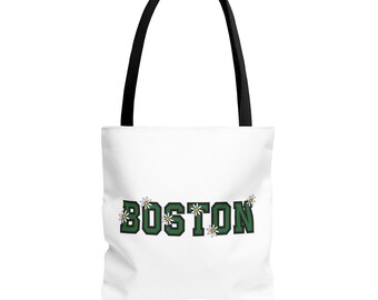 Boston Floral Block Letter Tote Bag, Cotton Canvas Tote