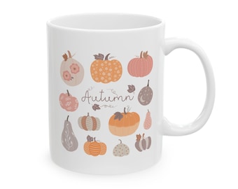Autumn Pumpkins Ceramic Coffee Mug, Fall Drinkware