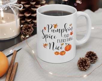 Pumpkin Spice Coffee Mug, Autumn Holiday Ceramic Mug