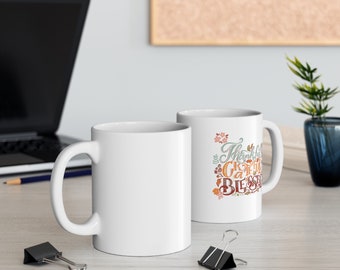 Thankful Grateful Blessed Coffee Mug, Fall Holiday Gift