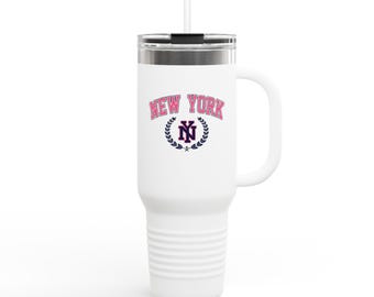 New York Stainless Steel Tumbler: Insulated Travel Mug with Handle, 40oz