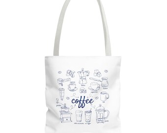Coffee Illustration Tote Bag | Coffee Equipment Diagram, Barista Doodles