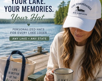 Personalized Loon Lake Hat, Custom Hat, Lake Gift, Lake Cap, Lake Embroidered Dad Hat, Loon Lover, Lake Life, Minnesota ,New Hampshire Maine