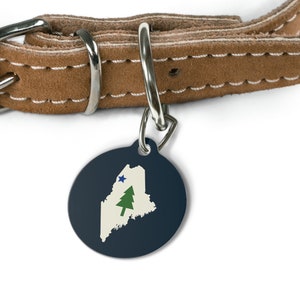 Maine, 1901 bandera del estado, estilo, mascota, etiqueta, perro, gato, cachorro, YO, pino, árbol, azul, estrella, familia, regalo, moderno, clásico, animal, mapa, vacaciones