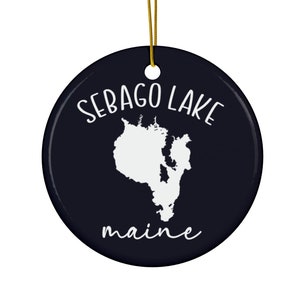 Sebago, See, Karte, Keramik, Ornament, Maine, ME, Geschenk, Baum, Urlaub, Weihnachten, Zuhause, Dekor, Mama, Lehrer, Hochzeit, personalisiert, Urlaub