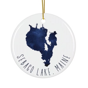 Sebago, Lake, Maine, ME, Keramik, Ornament, Urlaub, Weihnachten, Baum, Lager, Geschenk, Urlaub, Hochzeit, Geburtstag, Mama, Kabine, Karte, Andenken,