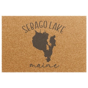 Sebago, Lake, Maine, moi, carte, paillasson, décoration, maison, équipement, vacances, cadeau, camp, chalet, voyage, maman, papa, maison, vacances, bienvenue, porte, paillasson