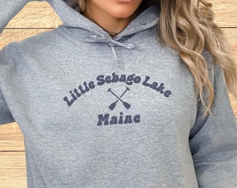 Maine Sweatshirt, Little Sebago hoodie, hoody Lake ME pullover gift, family, camp, cabin, his hers, mom, boating, swim, beach, jetski, mom