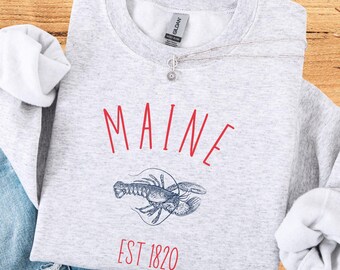 Maine State Blue Lobster graphic EST 1820 Unisex Crewneck Sweatshirt ME shirt gift vacation Mainer wedding birthday mom best fishing coast