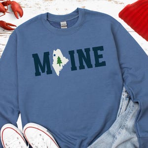 Maine state 1901 state flag Unisex Heavy Blend™ Crewneck Sweatshirt, home, family, holiday, ME, gift, souvenir, pine tree, blue star, Mainer