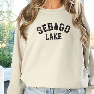 Sebago Lake, Dark Gray text, Maine, ME,Unisex Heavy Blend™ Crewneck Sweatshirt, shirt, men&#39;s, ladies, gift, family, camp, cabin, vacation