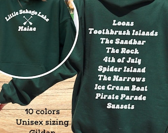 Little Sebago Lake MAINE hoodie ME hooded pullover gift family camp cabin unisex mom boating swim beach jetski sand summer camping dad best