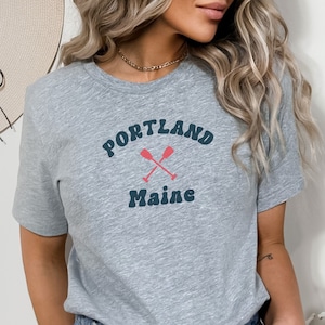 MAINE- Portland ME oar graphic t-shirt Unisex Jersey Short Sleeve Tee family Casco bay nautical, boating, ocean, old port, retro shirt cute
