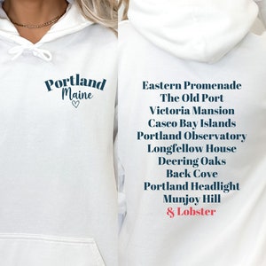 PORTLAND, Maine, Sweatshirt, Unisex, men, ladies, ME pullover, gift, family, Casco Bay, Eastern prom, souvenir, Old Port, Lobster, hooded