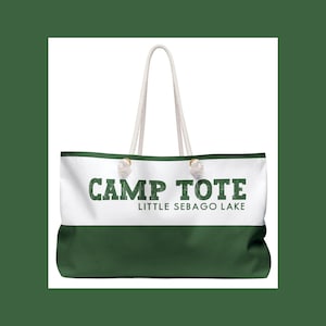 Little Sebago Lake, Maine, Camp, Tote, Weekender, Bag, rope handles, cabin, lake, luggage, cottage, family, gift, birthday, souvenir, favor,