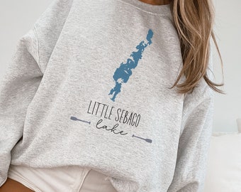 Little Sebago, lake crewneck sweatshirt Maine ME family camp gift shirt mom dad holiday birthday cute friend top cabin cottage summer swim