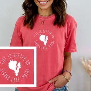 Life is Better at SEBAGO, Lake, tee, Comfort Colors Unisex Garment-Dyed T-shirt, camp, cabin, Maine, ME, gift, family, vacation, weekend,