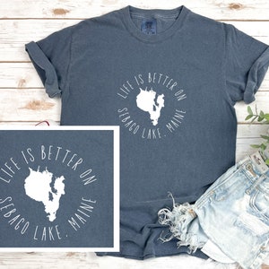 Comfort Colors, Life is Better at SEBAGO, Lake, tee, Unisex Garment-Dyed T-shirt, camp, cabin, Maine, ME, gift, family, men&#39;s, women&#39;s, cute
