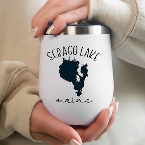 Sebago, See, Landkarte, Maine, ME, Chill, Wein, Becher, Tasse, Becher, Geschenk, Mutter, Schwester, Lager, Landhaus, Hochzeit, Urlaub, Andenken, Feiertag, Leben
