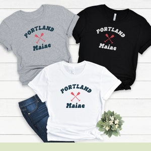 Portland Maine ME oar graphic t-shirt Unisex Jersey Short Sleeve Tee ME group family Casco bay nautical, boating, ocean, old port, retro