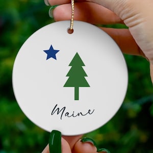 1901 state flag Maine original Ceramic Ornament, state, country holiday Christmas Ceramic Ornament, round, decor, decorate tree star pine