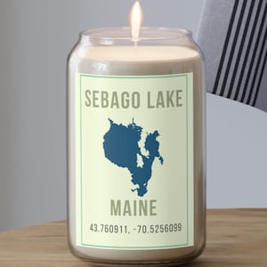 Big Sebago Lake of Scented Candle, 13.75oz Maine ME coordinates home decor decorate family camp cabin cottage friend gift birthday holiday
