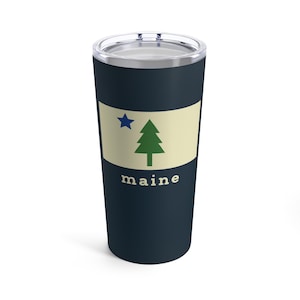 Maine, ME, state, 1901, style, flag, Tumbler, 20oz, cup, mug, coffee, cup, pine, tree, blue star, gift, mom, dad, holiday, gear, wedding,