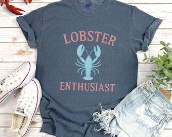 Lobster Comfort Colors t shirt Unisex nautical vacation girl's weekend relaxed cute gift blue Maine Massachusetts coastal lover east coast