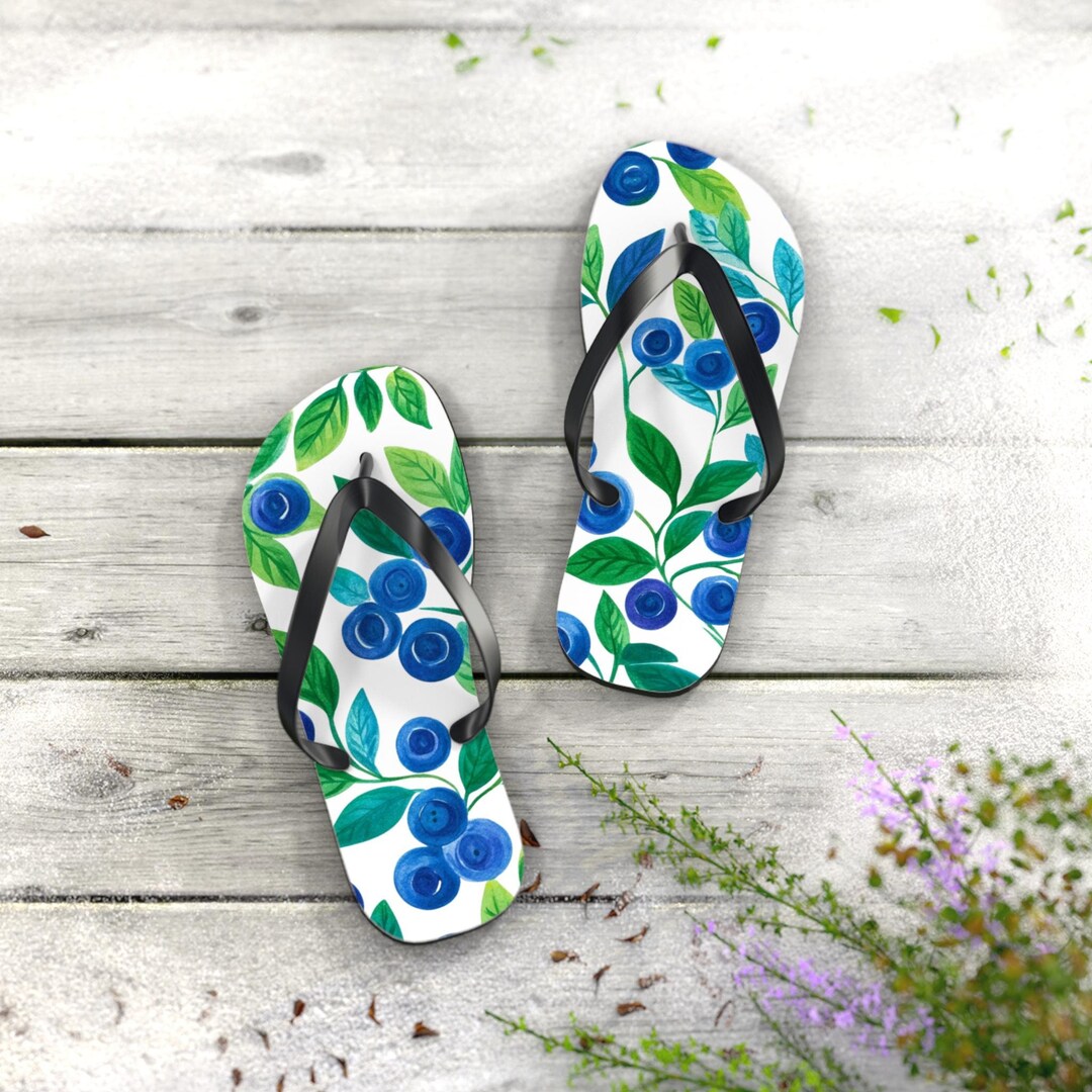 Wild Blueberry Flip Flops Shoes Sandals Blue Berry Beach Summer Coast ...